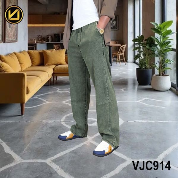 VIRJEANS (VJC914) Summer Soft Ultra Thin Lyocell Linen Trouser/Pant For Men- Olive Green - Image 4
