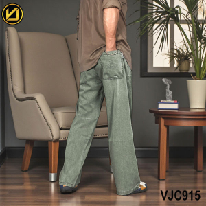 VIRJEANS (VJC915) Summer Soft Ultra Thin Lyocell Linen Baggy Trouser/Pant For Men- Green