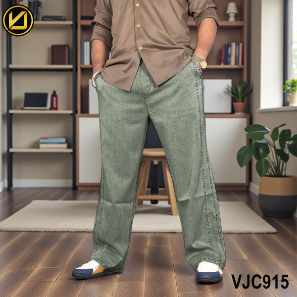 VIRJEANS (VJC915) Summer Soft Ultra Thin Lyocell Linen Baggy Trouser/Pant For Men- Green - Image 4