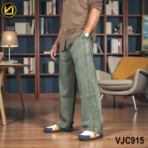 VIRJEANS (VJC915) Summer Soft Ultra Thin Lyocell Linen Baggy Trouser/Pant For Men- Green