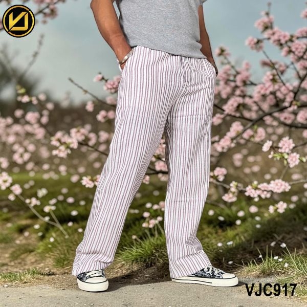 VIRJEANS (VJC917) Fancy Balen Linen Trouser For Men- Maroon - Image 2