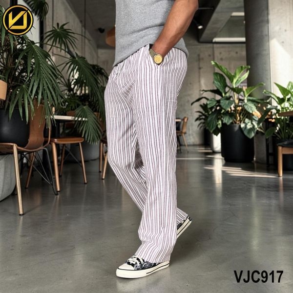 VIRJEANS (VJC917) Fancy Balen Linen Trouser For Men- Maroon - Image 3