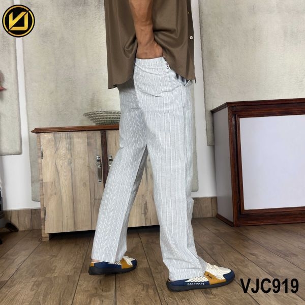VIRJEANS (VJC919) Balen Linen Trouser For Summer Season- Light Grey - Image 3