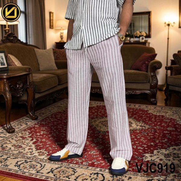 VIRJEANS (VJC919) Balen Linen Trouser For Summer Season- Maroon - Image 3