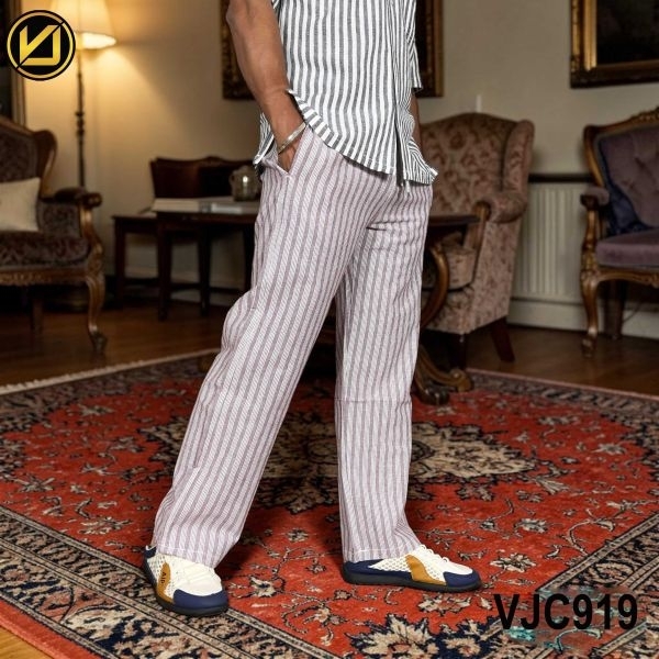 VIRJEANS (VJC919) Balen Linen Trouser For Summer Season- Maroon - Image 4