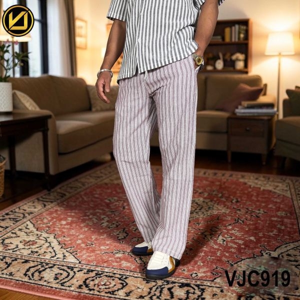VIRJEANS (VJC919) Balen Linen Trouser For Summer Season- Maroon - Image 5