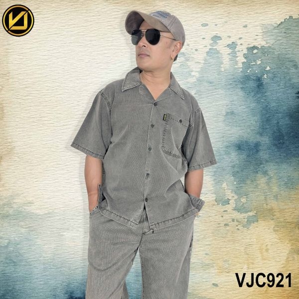 VIRJEANS (VJC921) Summer Lyocell UltraSoft Half Shirt For Men- Dark Grey - Image 2