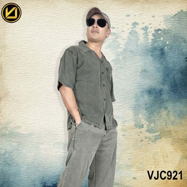 VIRJEANS (VJC921) Summer Lyocell UltraSoft Half Shirt For Men- Dark Grey - Image 5