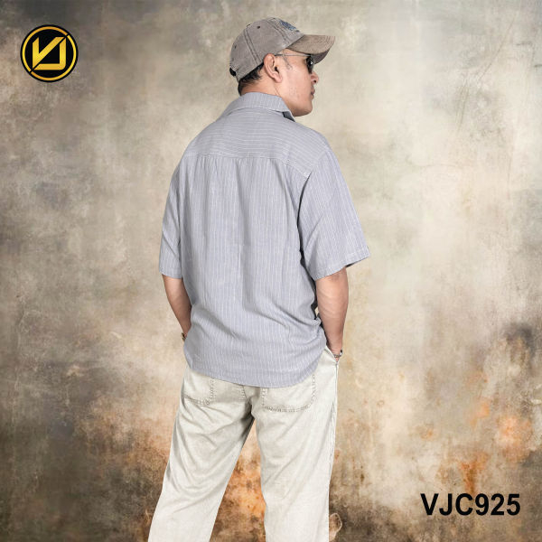 VIRJEANS (VJC925) Linen Summer Ultrasoft Half Shirt For Men- Light Grey - Image 2