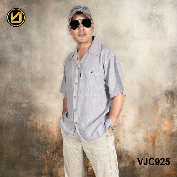 VIRJEANS (VJC925) Linen Summer Ultrasoft Half Shirt For Men- Light Grey - Image 4