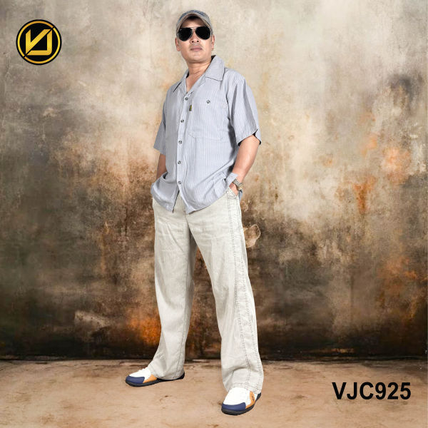 VIRJEANS (VJC925) Linen Summer Ultrasoft Half Shirt For Men- Light Grey - Image 5