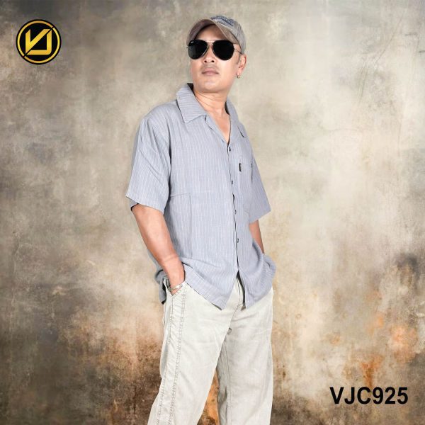 VIRJEANS (VJC925) Linen Summer Ultrasoft Half Shirt For Men- Light Grey