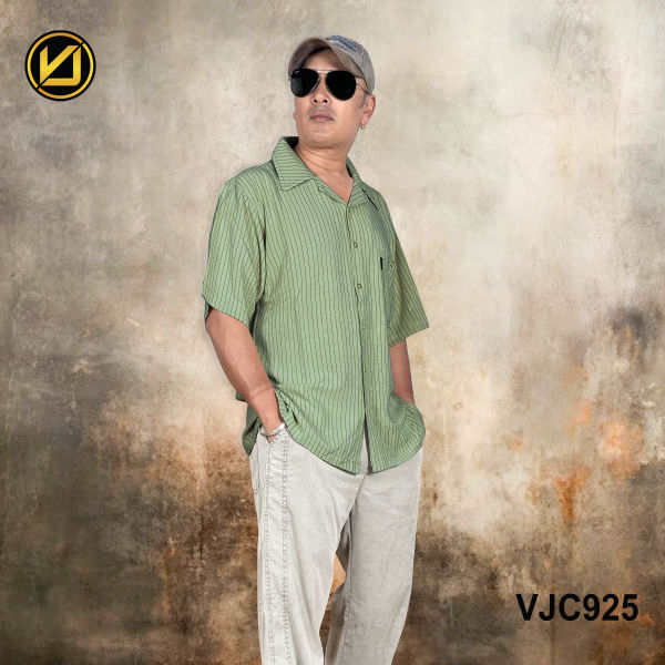 VIRJEANS (VJC925) Linen Summer Ultrasoft Half Shirt For Men- Seafoam Green - Image 2