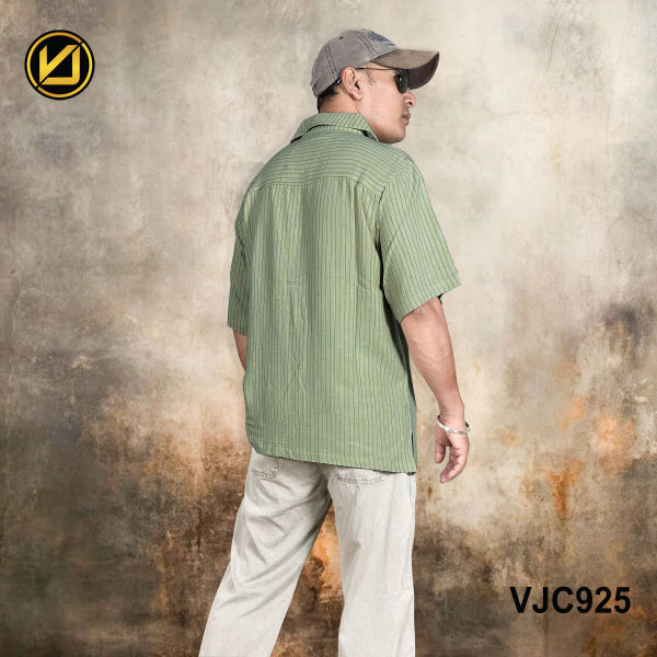 VIRJEANS (VJC925) Linen Summer Ultrasoft Half Shirt For Men- Seafoam Green - Image 5