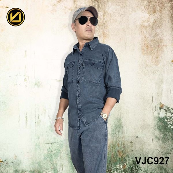 VIRJEANS (VJC927) Summer Lyocell Ultrasoft Full Sleeve Shirt For Men-Dark Blue - Image 3