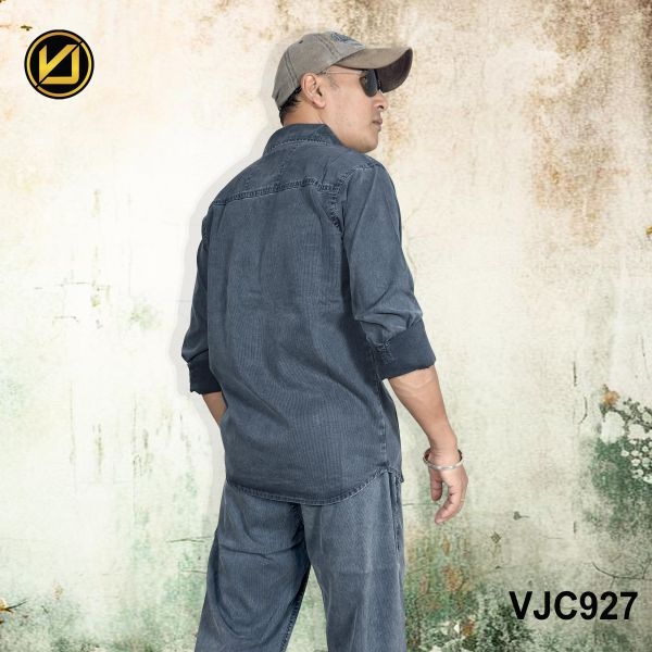 VIRJEANS (VJC927) Summer Lyocell Ultrasoft Full Sleeve Shirt For Men-Dark Blue - Image 5