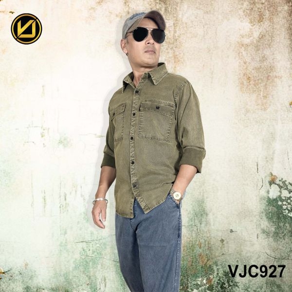 VIRJEANS (VJC927) Summer Lyocell Ultrasoft Full Sleeve Shirt For Men-Olive Green