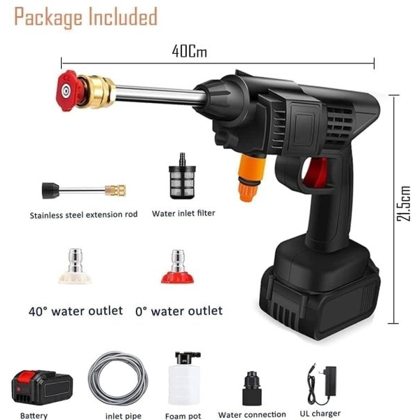 High Pressure Water Gun Wireless High Pressure Washer Water Spray Gun for Car Wash Bike Washing Cleaning (Electric car wash Gun,Double Battery ) - Image 3