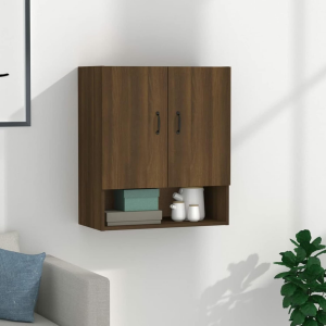 Vira Wall Hanging Closed Cabinet Multipurpose Home and Office Storage Rack with Shelf in Brown