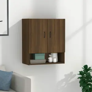 Vira Wall Hanging Closed Cabinet Multipurpose Home and Office Storage Rack with Shelf in Brown