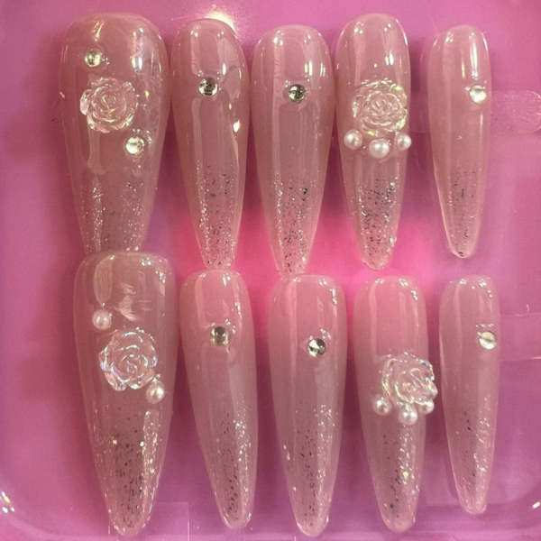 Press On Nail Long Stiletto/CHRISTMAS DESIGN shape with 10Pcs(small,medium,large and extra small) - Image 4