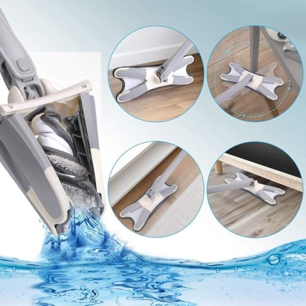 Microfiber Squeeze Mop for Floor Cleaning Hand-Free Wash Self Wringing Flat Mop - Image 4