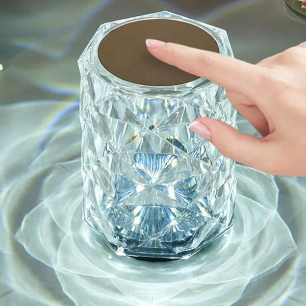 Elegant Crystal Diamond-Shaped RGB LED Night Light with Touch Control for Home Decor - Image 2