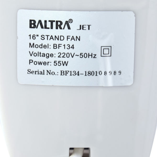 BALTRA Stand Fan | Jet | 16” oscillation fan | 3 speed control panel with remote | 1 hour timer • Full 90° oscillation | Poly coated safety grill | Tilting angle & adjustable height | 55 W | 24 months warranty - Image 4