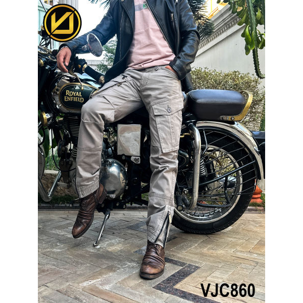 VIRJEANS (VJC860) Stretchable Cargo Multi Pocket Box Zipper Joggers Pant For Men-Grey - Image 5