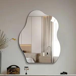 Curvy Toilet Wall Mounted Mirror, Bathroom Makeup Real Mirror (NOT A STICKER), High-Definition Explosion-Proof, Durable, Dressing Table Net Red Wall-Mounted Bathroom Mirror Size : 40 * 60cm