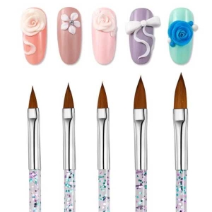 Crystal Design Carved Nail Art Pen Set Nail Technician Acrylic Nail Design Brush Beauty Artist Pen 5 Pcs Set