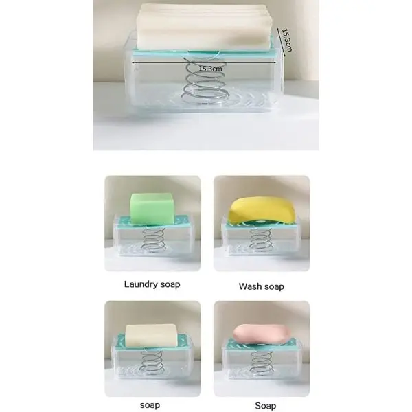 Laundry Rolling Soap Box Portable Soap Bar Box Dispenser with Rubber Roller | Travel Soap Holder Multifunctional Soap Dish - Image 3