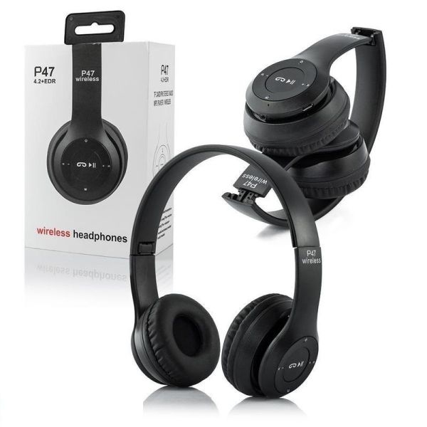 P47 On Ear Headphones Foldable Bluetooth Headset With Mic Stereo Bass Wired/Wireless Earphones - Image 2