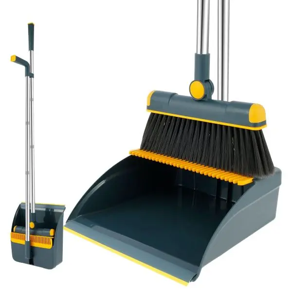Standing Foldable Rotating Floor Cleaning Household Broom Dustpan Set - Image 2