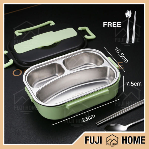 PRIME DEALS Lunch Box Sealed Leakage Proof Stainless Steel Lunch Box with Chopstick & Spoon Lid Office Food Container 3 Compartment for School Kids and Adults - Image 3