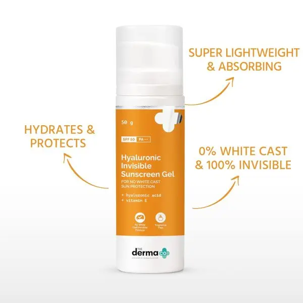 The Derma Co Hyaluronic Invisible Sunscreen Gel with Hyaluronic Acid & Vitamin E - 50g - Image 2