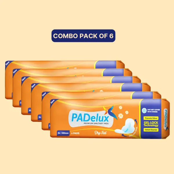 PADelux Sanitary Pads Dry Feel, 280mm- 6Pads (pack of 6)