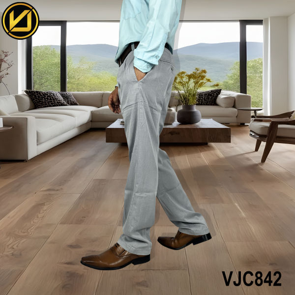 VIRJEANS (VJC842) Linen Formal Pant For Men-Light Grey - Image 3