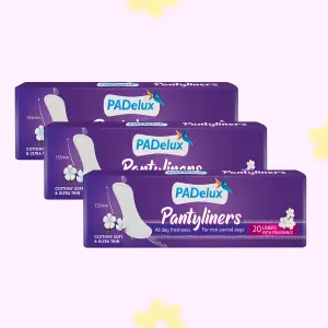 PADelux Pantyliner 155mm-20 Liners With fragnance (pack of 3)