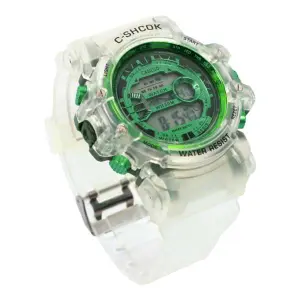 Green And White Color Digital LED Display,Auto Date Watch For Kids