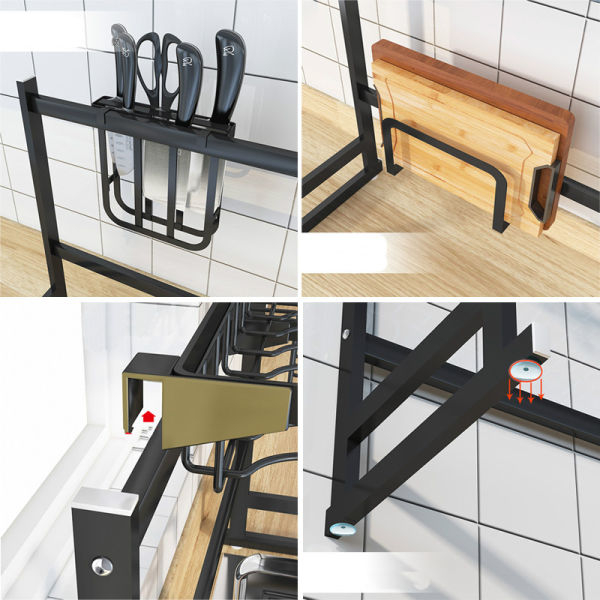 Kitchen Stainless Steel Sink Drain Rack Kitchen Shelf DIY Dishes Cutlery Dry Drain Rack 2 Layer Storage Rack Pantry Organizer - Image 4