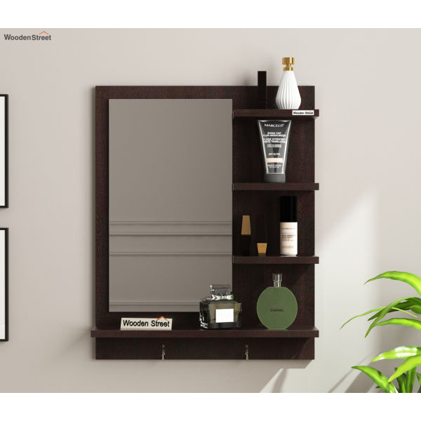 Ressence Wall Mounted Dressing Mirror Wooden Kitchen, Bathroom, Wardrobe Shelf in Brown - Image 2