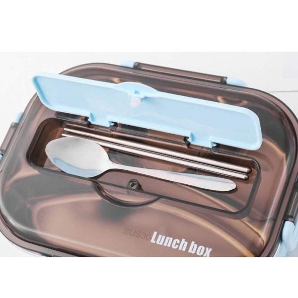 Stainless Steel Insulated Lunch Box With Compartments, Large Size 3 Compartments With Soup Bowl Spoon Fork - Image 3