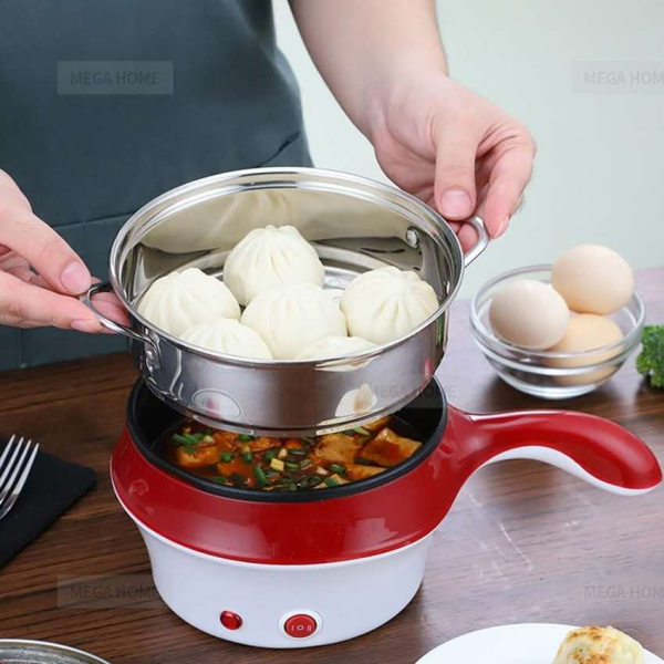 Compact Multi-Function Electric Skillet with Egg Boiler and Steamer for Hot Pot, Non-Stick, 1500W - Image 4