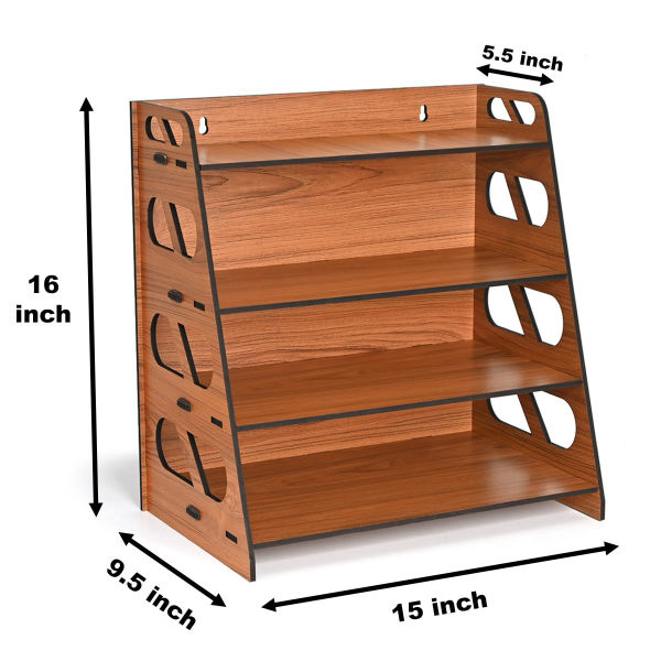 Ressence Multilayer Rack 4 Layer Wooden Book Stand Table Top Multipurpose Storage Shelf for Wall (DIY) Dark Wood - Image 5
