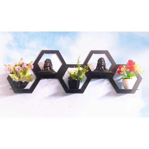 Honeycomb Style Wall Decor Wooden Shelf- Pack Of 5 - Image 2