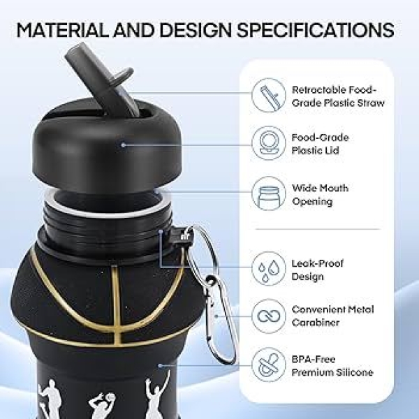SuperRide Food-grade Silicone Water Bottle Portable Collapsible Water Bottle Leak-proof Bpa Free Silicone Sports Bottle for Sport Water Bottle - Image 3