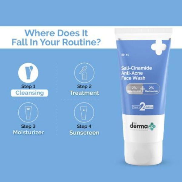 The Derma Co Sali-Cinamide Anti-Acne Face Wash With 2% Salicylic Acid & 2% Niacinamide - 80ml - Image 2