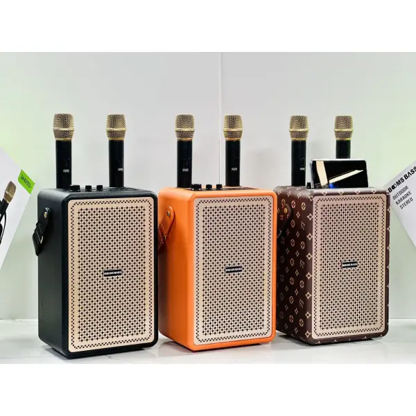 (1 Piece) M4203+Boomsbass Wireless Deep Bass Outdoor Party Karaoke Bluetooth LV Speaker Vintage - Image 2