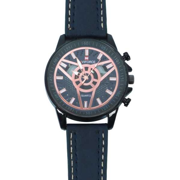 Black ColorUnisex Dial Casual Leather Strap Watch - Image 2